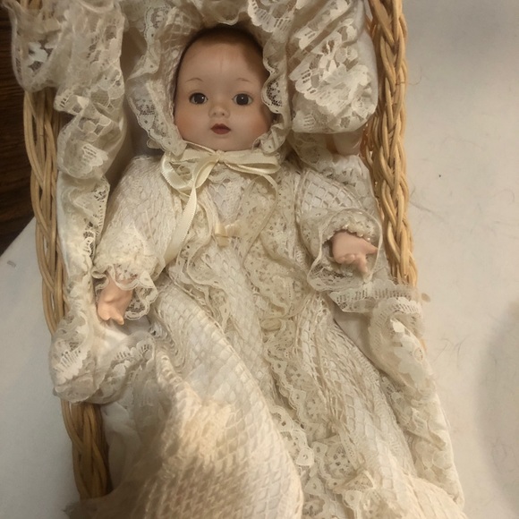 Accents Musical Porcelain Baby Doll In Basket Poshmark